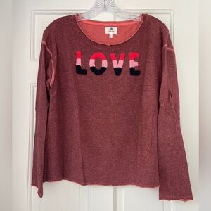 Sundry LOVE Maroon Terrycloth Valentine's Sweatshirt Size 2 (Small)